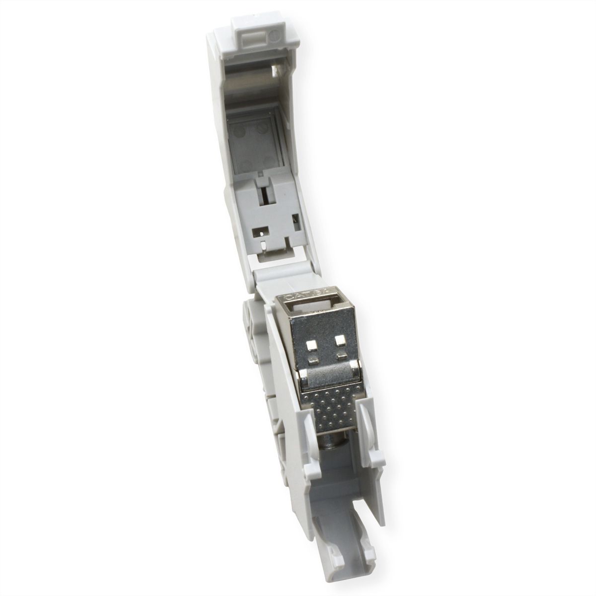ROLINE Keystone Holder, with Cat.6A Keystone, shielded, DIN-Rail, 45°