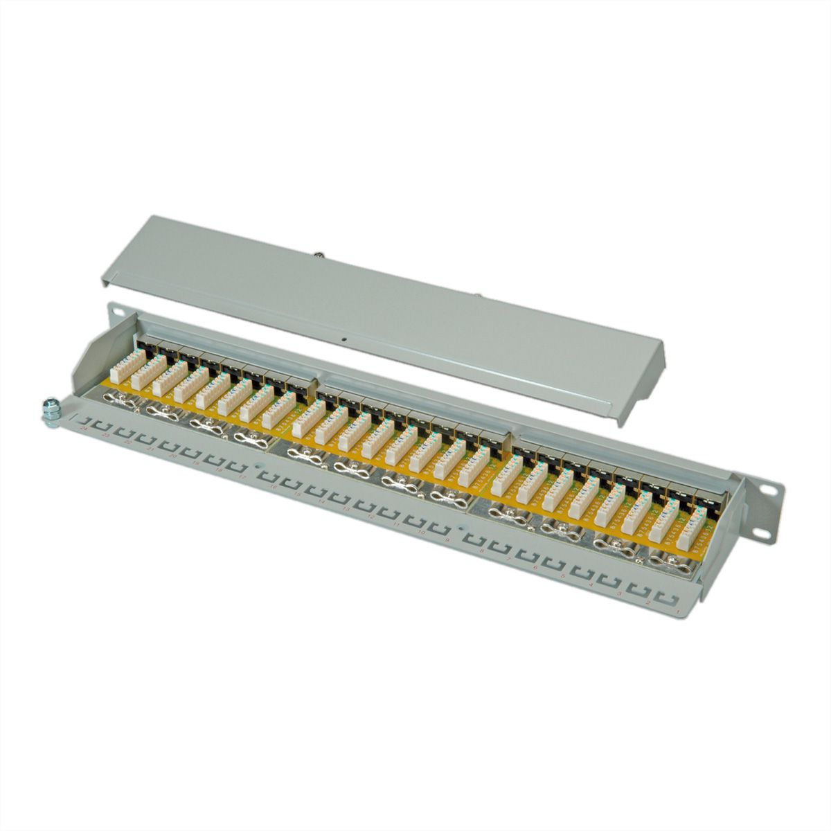 ROLINE Cat.6 (Class E) 19" Patch Panel, 24 Ports, STP, grey