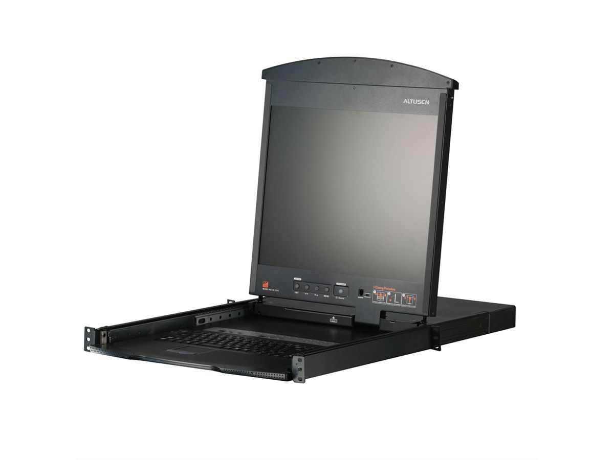 ATEN KL1516AN KVM-Switch, 48cm TFT, VGA, PS/2-USB über Kat 5, 16 Port, CH-Layout