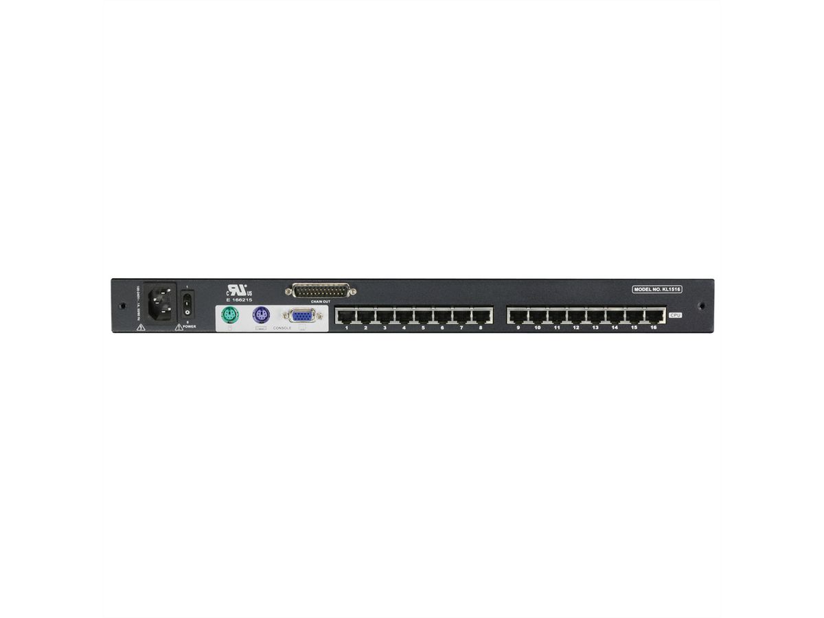 ATEN KL1508AM KVM-Switch, 43cm TFT, VGA, PS/2-USB über Kat 5, 8 Port, UK-Layout