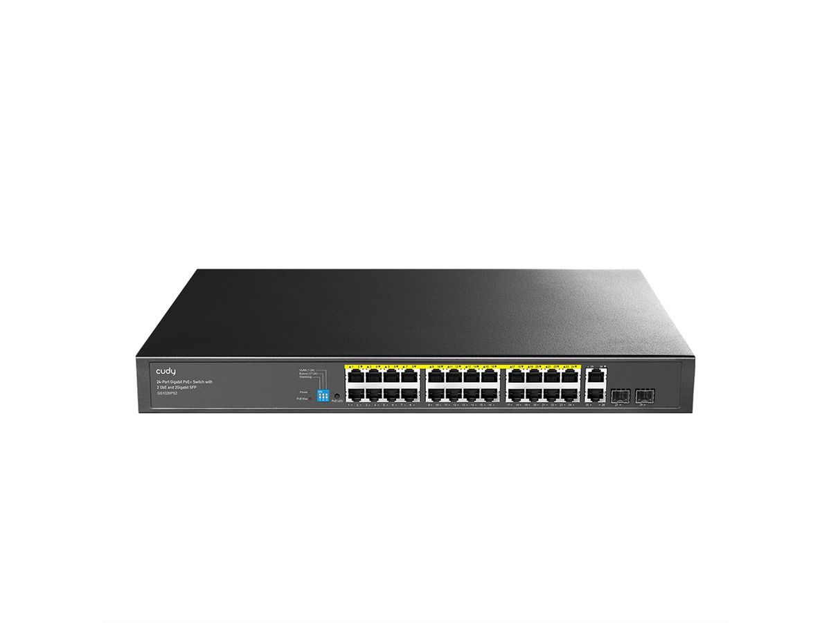 CUDY GS1026PS2 24-Port Gigabit Switch PoE+ mit 2 RJ45 Uplink and 2 SFP 300W