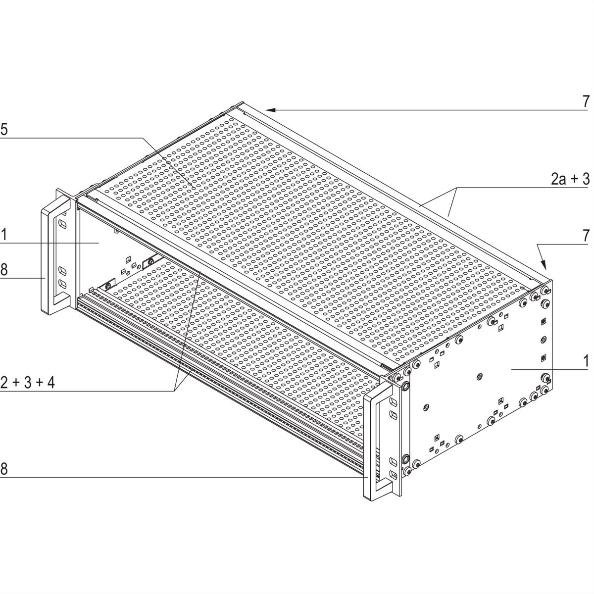 SCHROFF EuropacPRO 19" moduledrager voor rail, afgeschermd, EN 50155, 3 HE, 84 PK, 235 mm