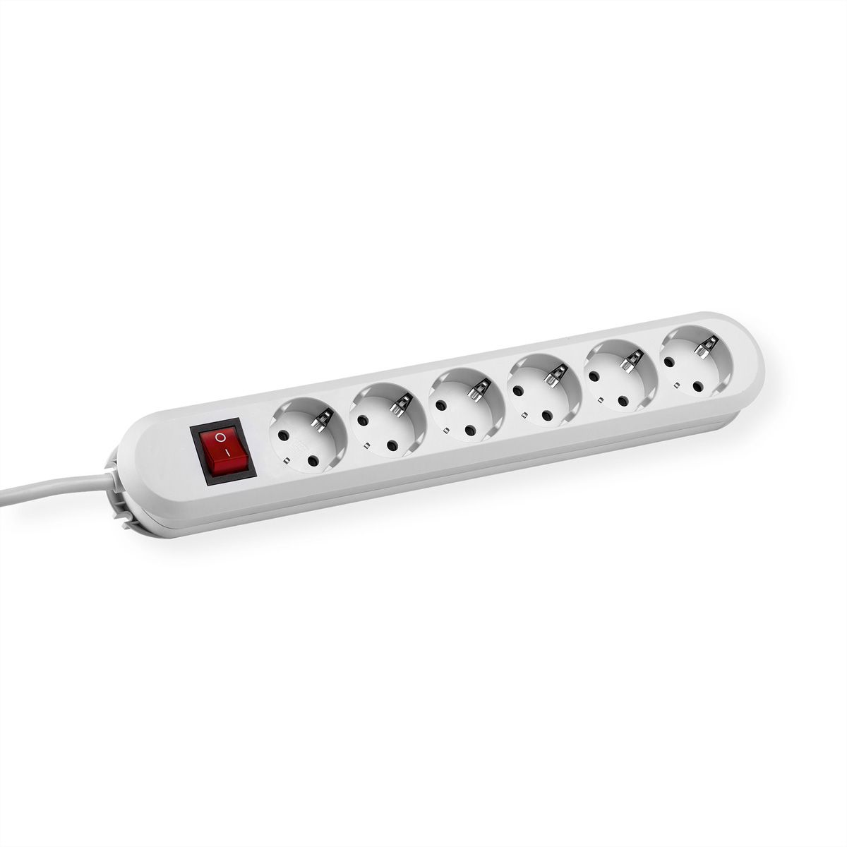 BACHMANN SMART socket strip 6x earthing contact, switch, white, 5 m