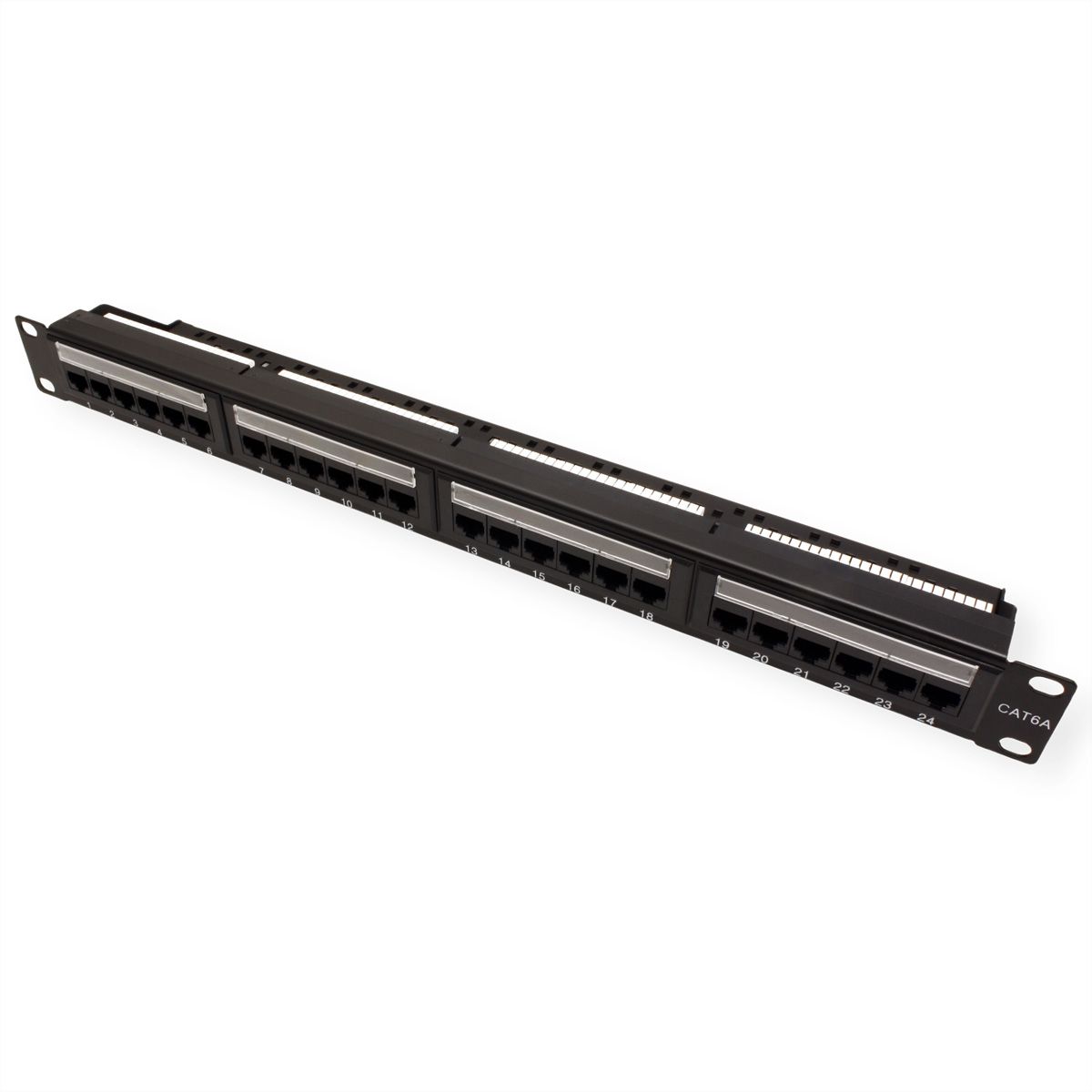 19" Patchpaneel MPP24, 1 HE, Cat.6A (klasse EA) (ISO/IEC), 24 poorten, zwart