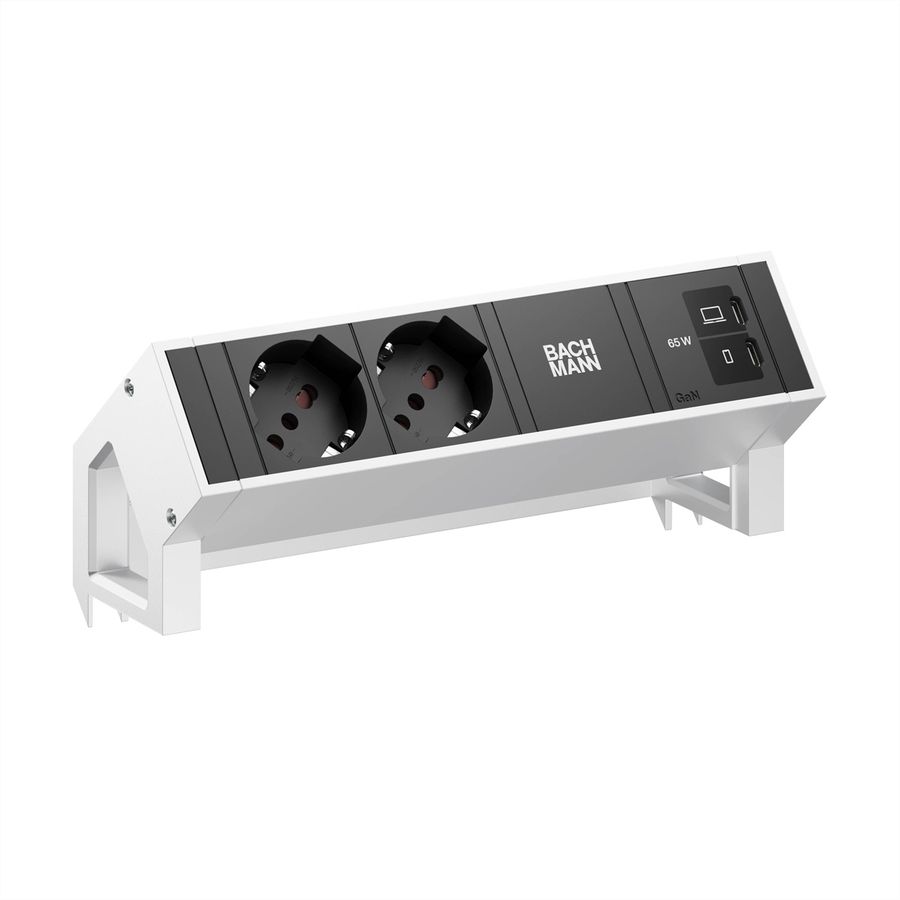 BACHMANN DESK2 2xP40 1xUSB C/C 65W, L=0,2m INOX