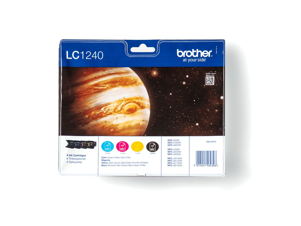 Brother LC1240VALBP inktcartridge 4 stuk(s) Origineel Zwart, Cyaan, Magenta, Geel