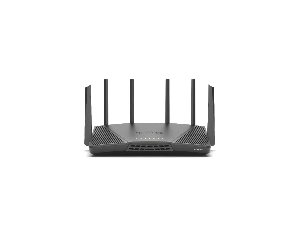 Synology RT6600ax Router WiFi6 1xWAN 3xGbE 1x2.5Gb draadloze router Tri-band (2.4 GHz / 5 GHz / 5 GHz) Zwart