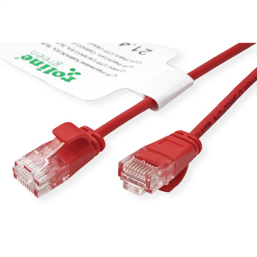 ROLINE GREEN UTP patchkabel Cat.6A (Class EA), LSOH, extra dun, rood, 2 m