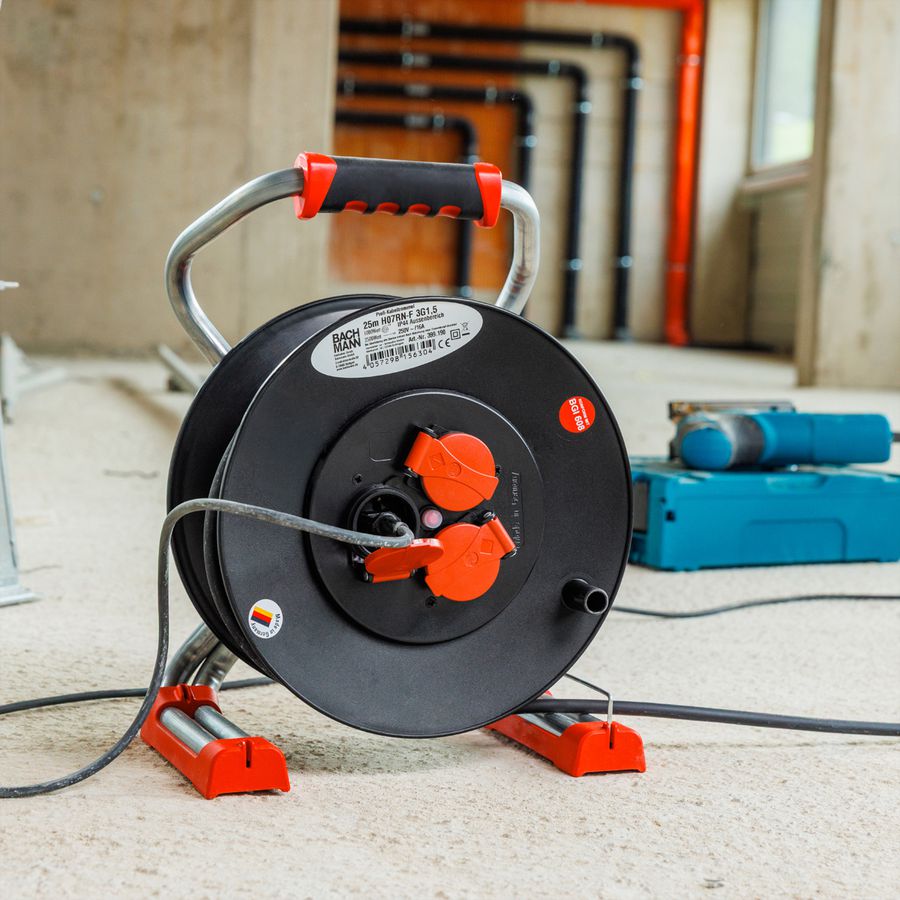 BACHMANN professional cable reel 3xCEE7/3 H07RN-F 3G1.5mm² 25.0m CEE7/7
