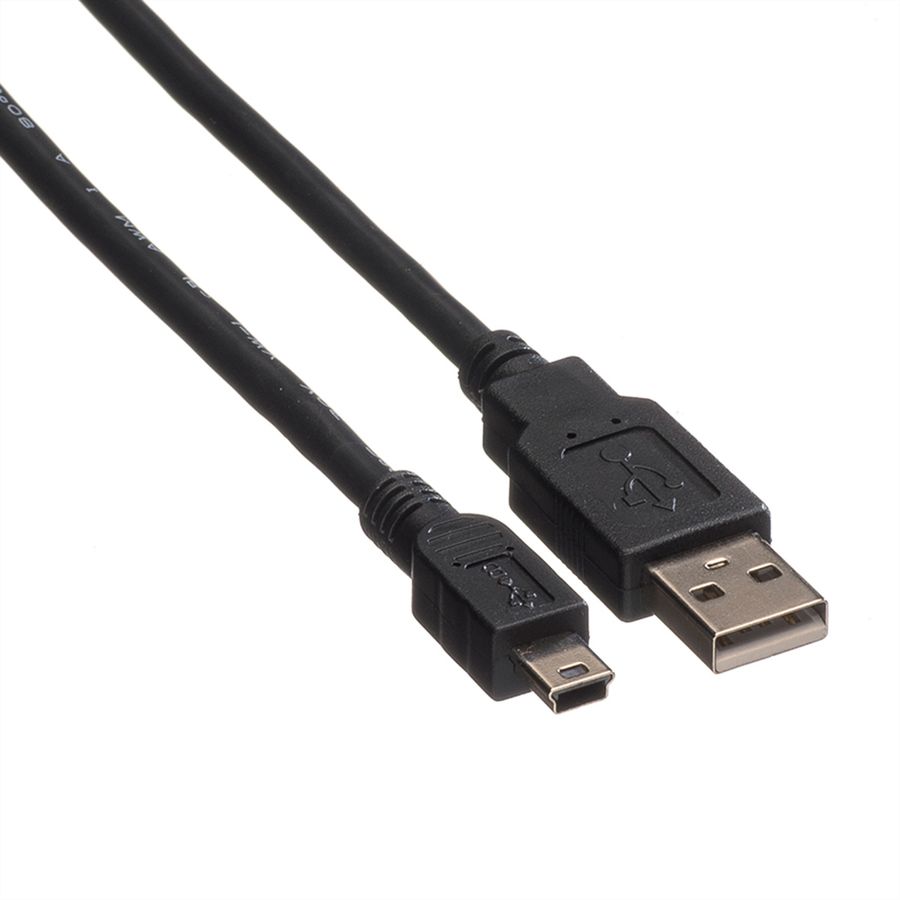 ROLINE USB 2.0 Kabel, type A - 5-Pin Mini, zwart, zwart, 1,8 m