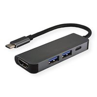 VALUE USB-C dockingstation, HDMI 4K, 2x USB Type A + Type C PD