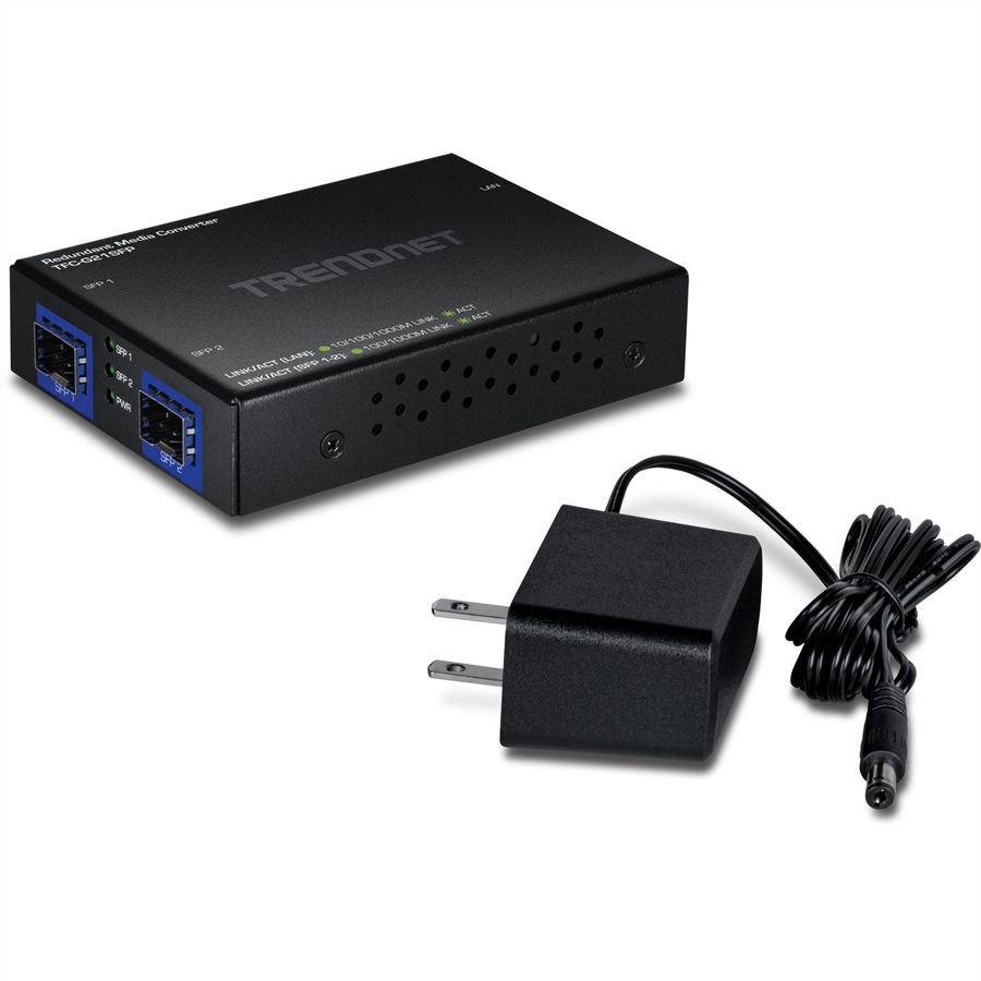 TRENDnet TFC-G21SFP 1000BASE-T to Dual SFP Fiber Media Converter, Redundant Mode