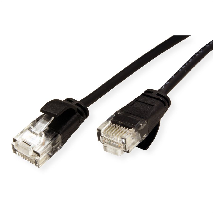 ROLINE GREEN UTP patchkabel Cat.6A (Class EA), LSOH, extra dun, zwart, 0,5 m