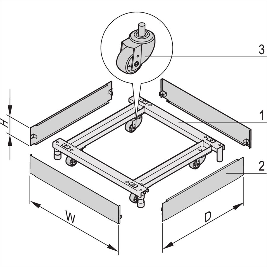 MOBILE PLINTH 800W 1000D RAL7021