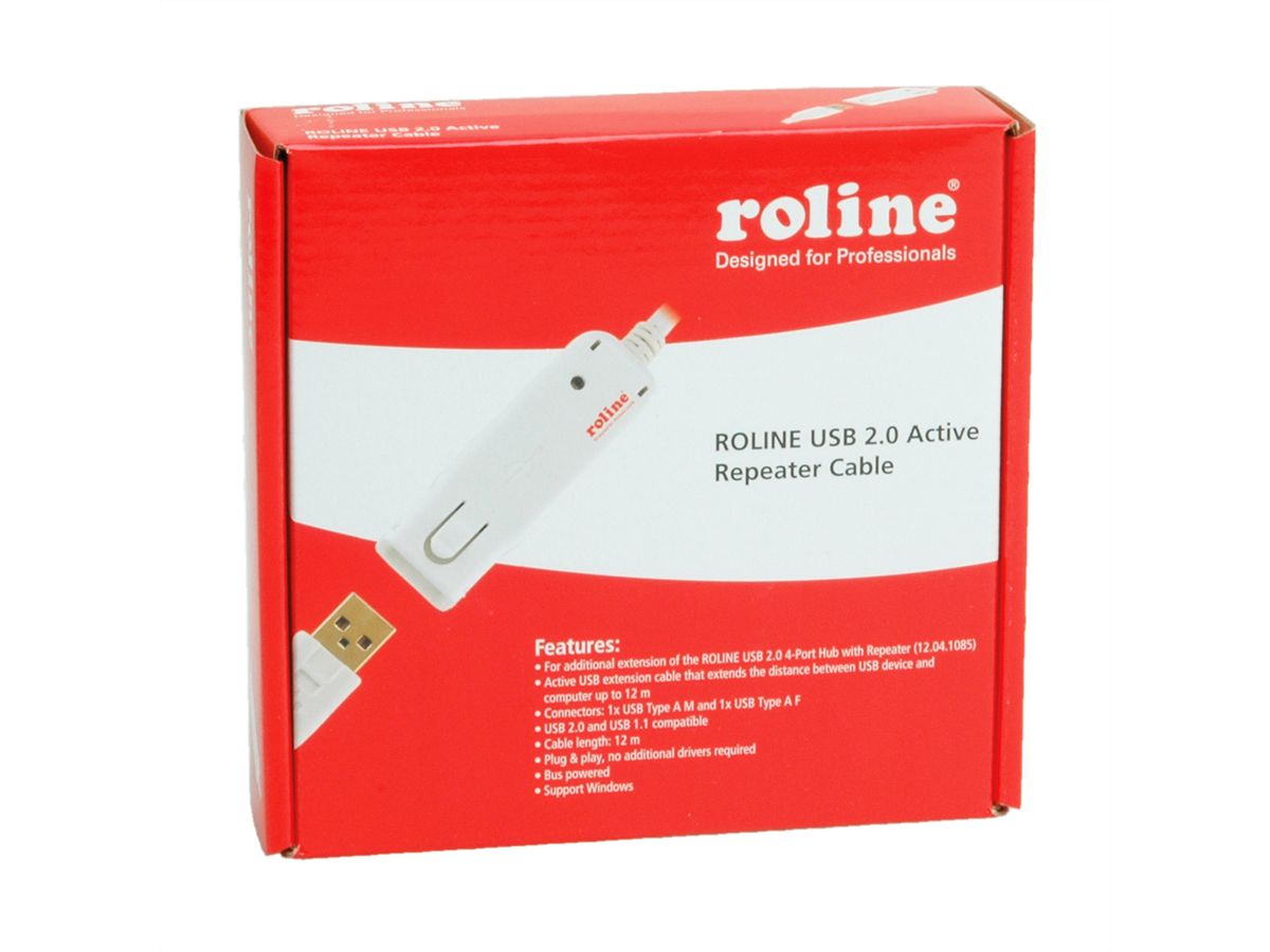 ROLINE USB 2.0 actieve repeater kabel (alleen voor 12.04.1085), 12 m