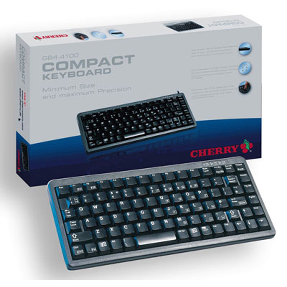 Cherry compact toetsenbord G84-4100 zwart USB+PS/2, G84-4100LCMDE-2
