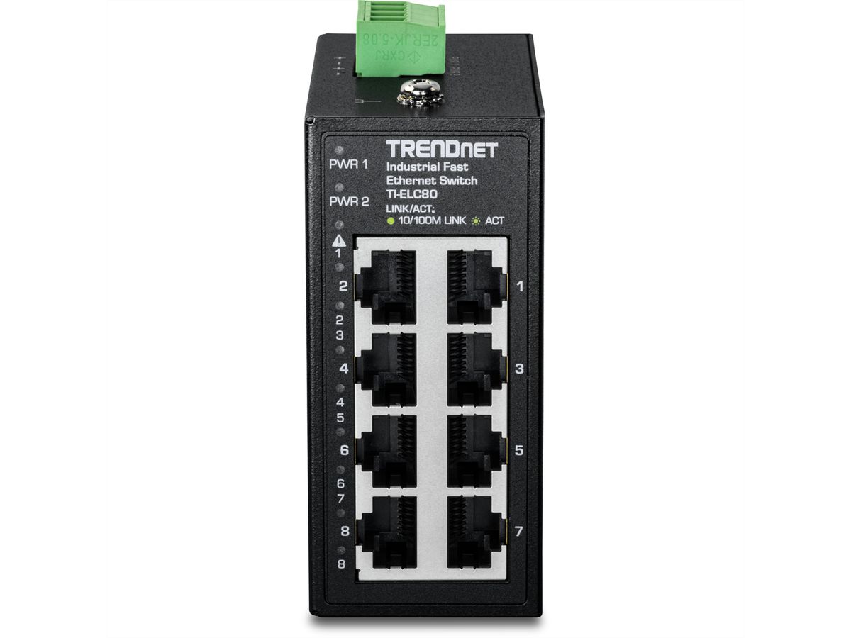 TRENDnet TI-ELC80 8-poorts Ethernet Mini Switch Industriële DIN-rail