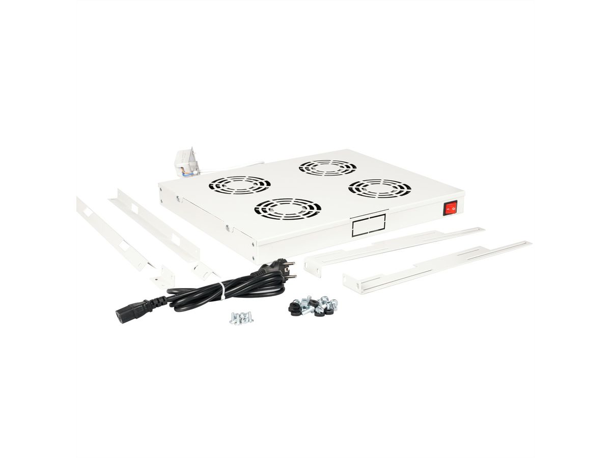 ROLINE 19-inch fan unit 4 fans, Thermostat grey