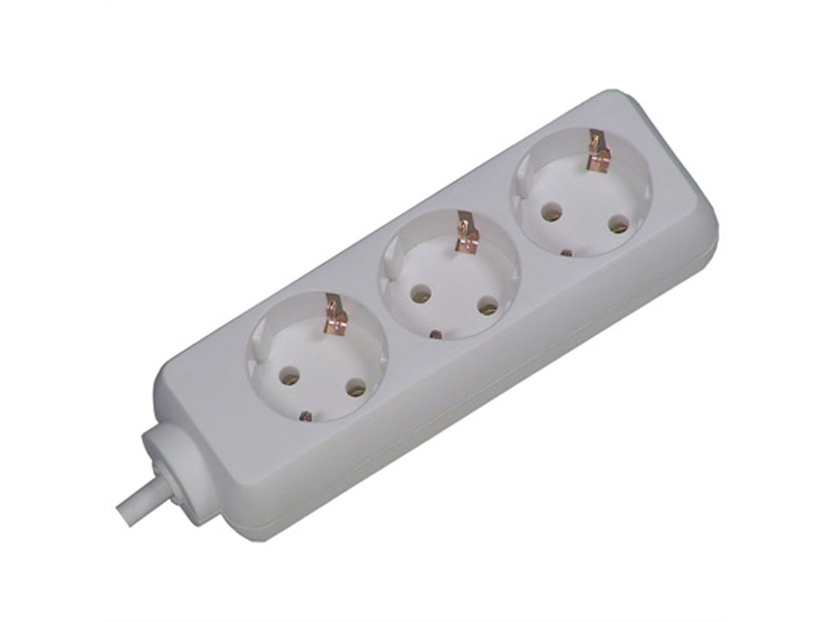 BACHMANN SELLY socket strip 3x earthing contact, white, 3 m