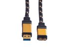 ROLINE GOLD USB 3.2 Gen 1 Cable, Type A M -Micro B M, Retail Blister, 0.8 m