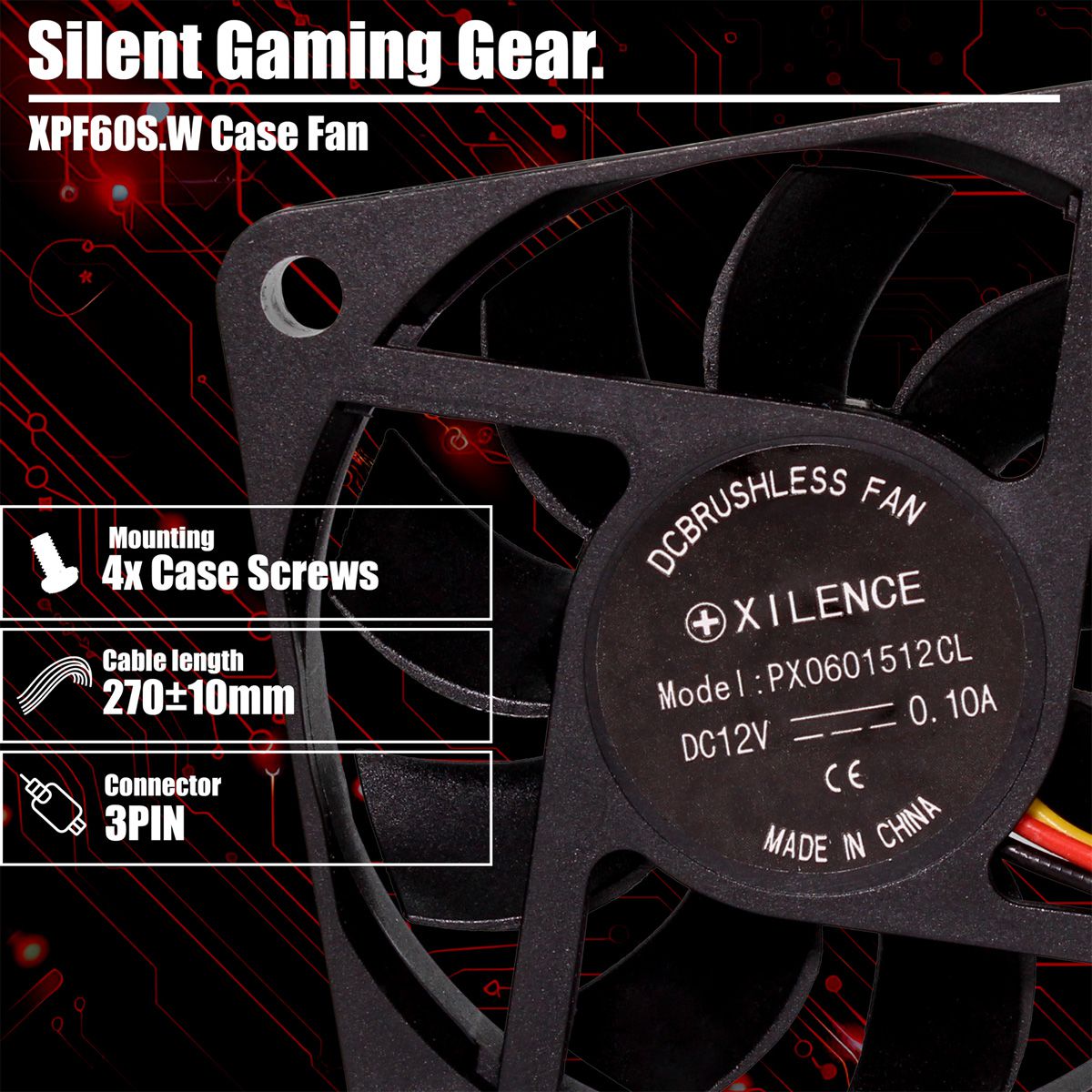 Xilence XPF60S.W 60mm case fan, 3PIN, White Box