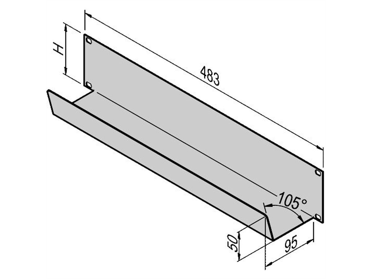 SCHROFF 19" voorpaneel met kabelgoot - KABELGANG 19" 1U 95T