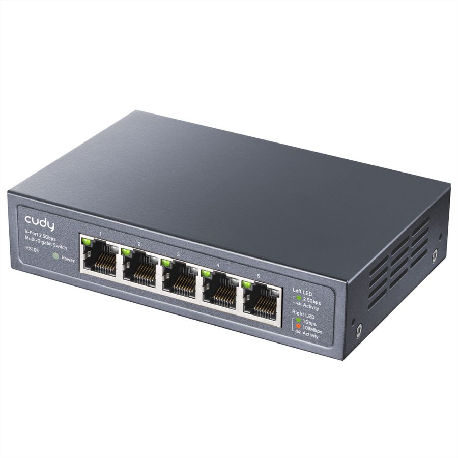 CUDY HS105 5-poorts 2.5G metalen switch