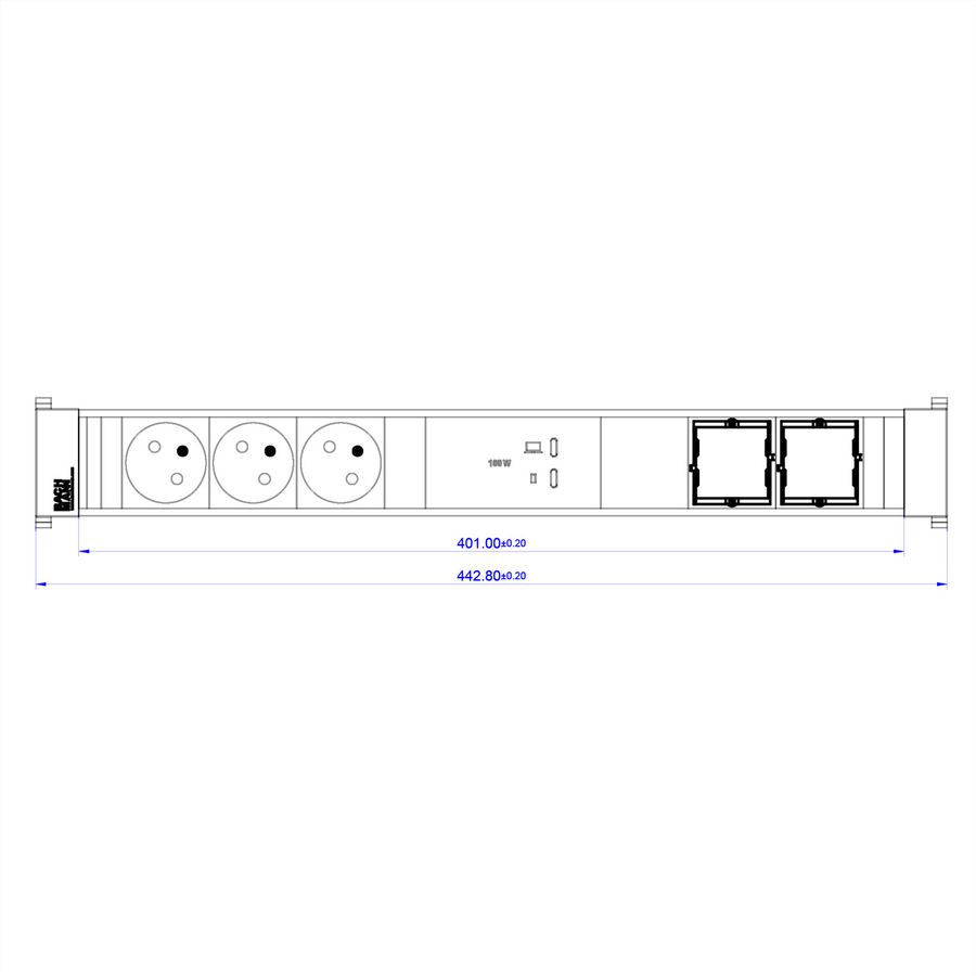 BACHMANN CONFERENCEF XL 3xUTE, 1xUSB C/C 100W 2xCM
