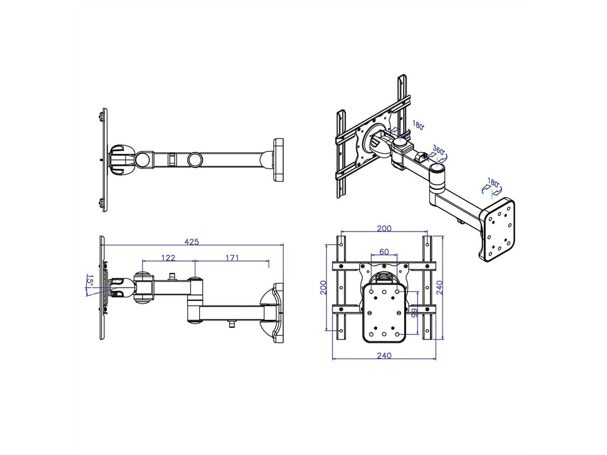 ROLINE LCD/TV Wall Mount, 5 Joints