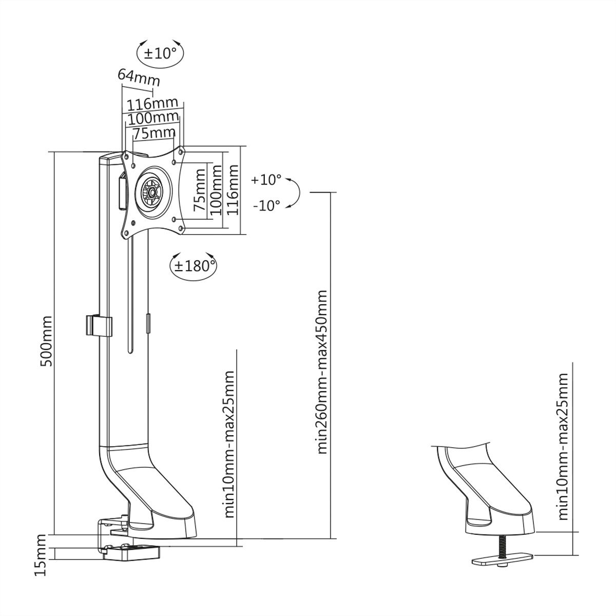 VALUE Single Monitor Arm, Sit-Stand Workstation Compatible, 3 Joints