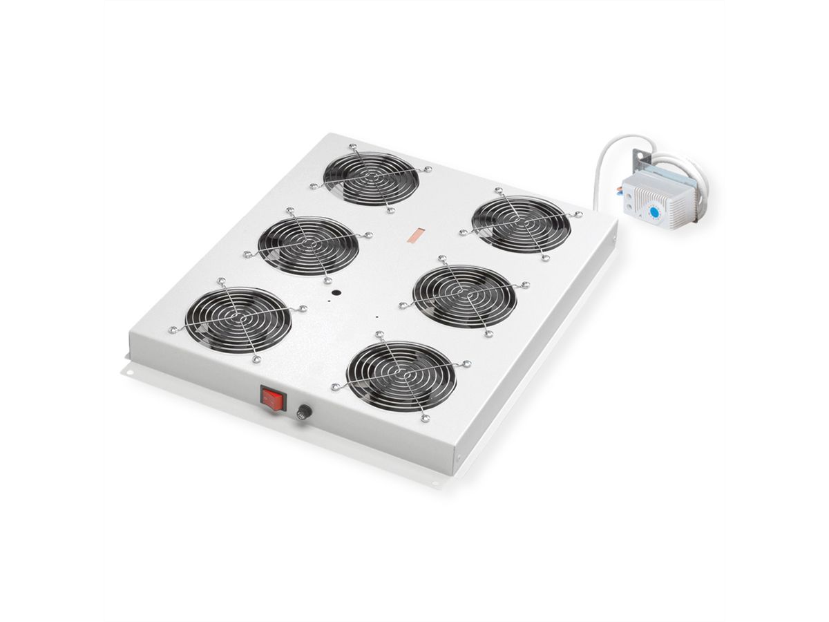 ROLINE 19-inch dakventilatorunit 6 ventilatoren, Thermostaat grijs