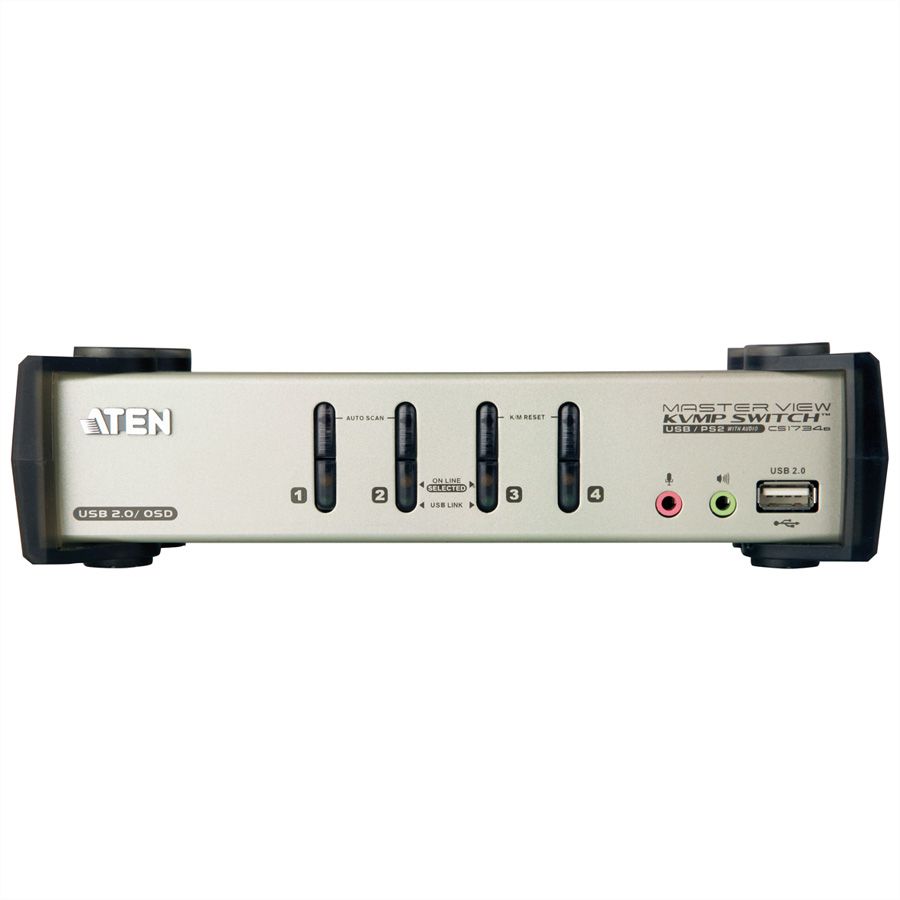 ATEN CS1734B KVM Switch VGA, PS/2-USB, Audio, USB Hub, 4-Poorts