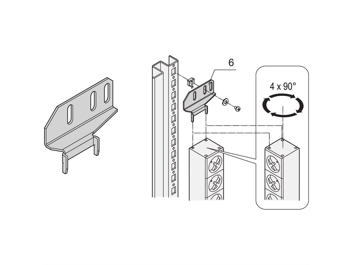 SCHROFF contactdoosstrip, IEC, 3-fase, 32 A, IEC 60309 Stekker, 24 x IEC C13 / 6 x IEC C19, Zekering 6 x 16 A