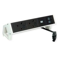 BACHMANN DESK2 2xUK 1xUSB A/C 22W, 0,2m GST18 RAL9010, Verenigd Koninkrijk