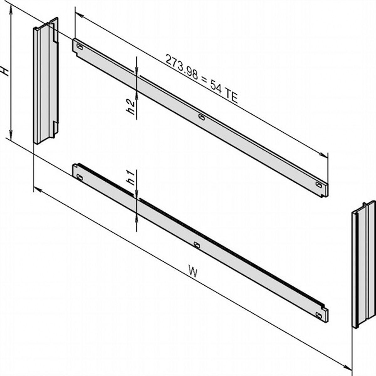 SCHROFF Frontframe voor EMC-afscherming voor horizontale bordenmontage, 4 HE, 28 HE