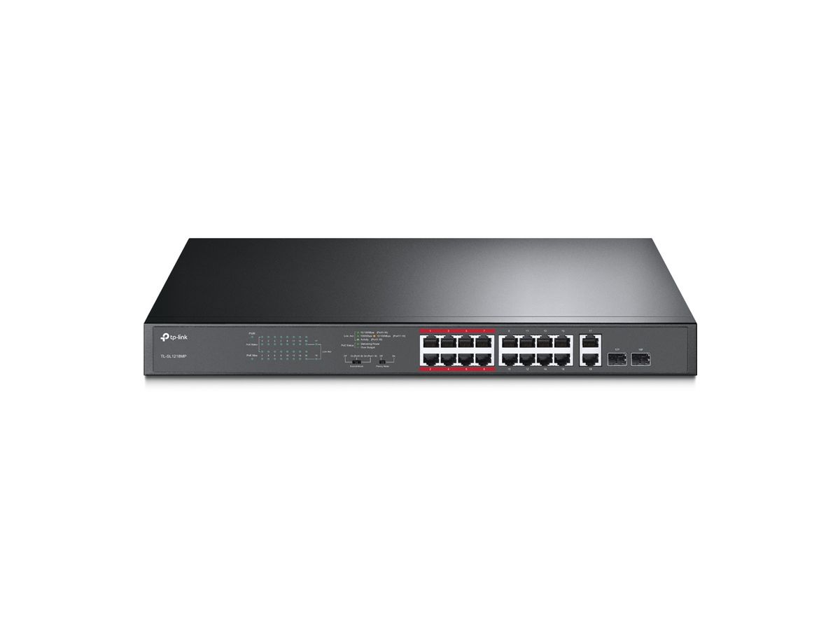 TP-Link TL-SL1218MP netwerk-switch Unmanaged Gigabit Ethernet (10/100/1000) Power over Ethernet (PoE) Zwart