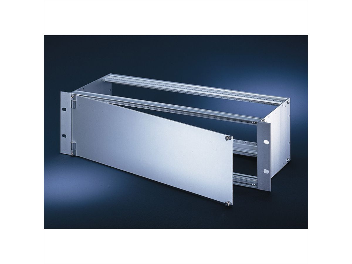SCHROFF voorpaneel, afgeschermd, zijdelings scharnierend, 3 HE, 84 HP, 2,5 mm, Al, vooraan geanodiseerd, achteraan geleidend