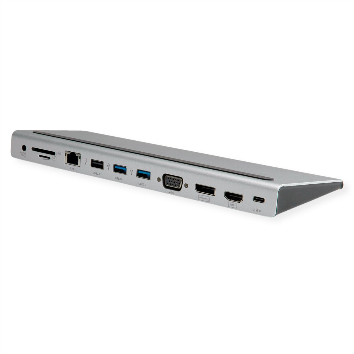 VALUE USB-C Multiport Docking Station, 4K HDMI/DP, VGA, USB, Kaartlezer, PD, LAN, Audio