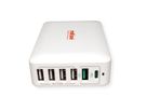 ROLINE USB Charger, 6 Ports (4x USB A, 1x USB C, 1x USB A QC3.0), max. 60W