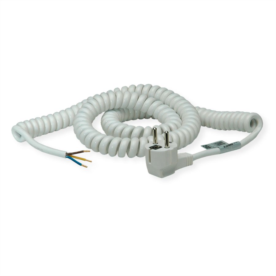 BACHMANN spiraalkabel 1-4m wit, H05VV-F 3G1,5mm² AEH/CEE7/7