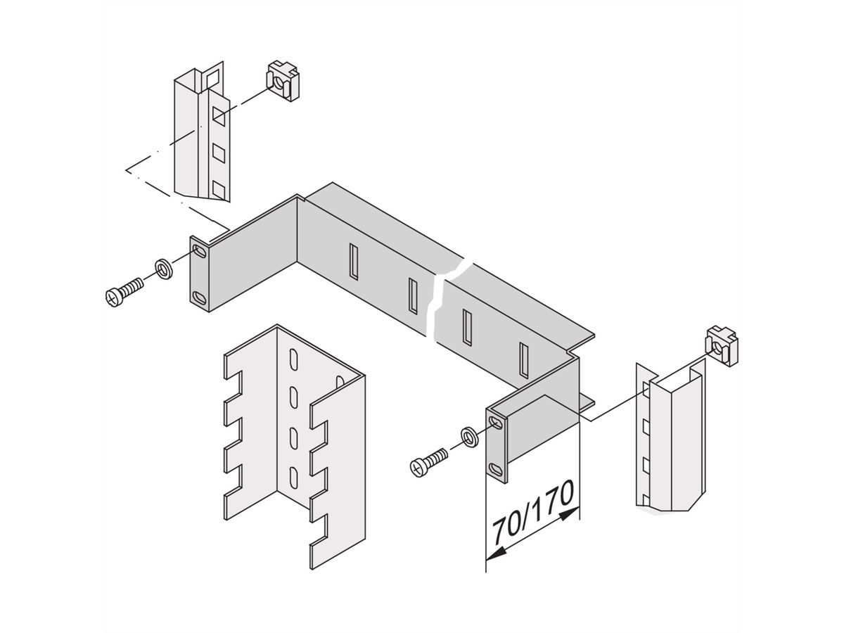 SCHROFF 19" Mounting Bracket, 170 mm Recessed