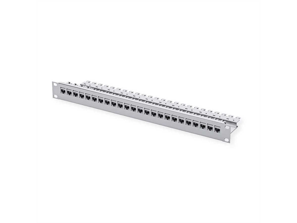 TELEGÄRTNER 19"-Modulträger 1 HE, mit 24 AMJ-SL-Modulen Kat.6A (Class EA), grau