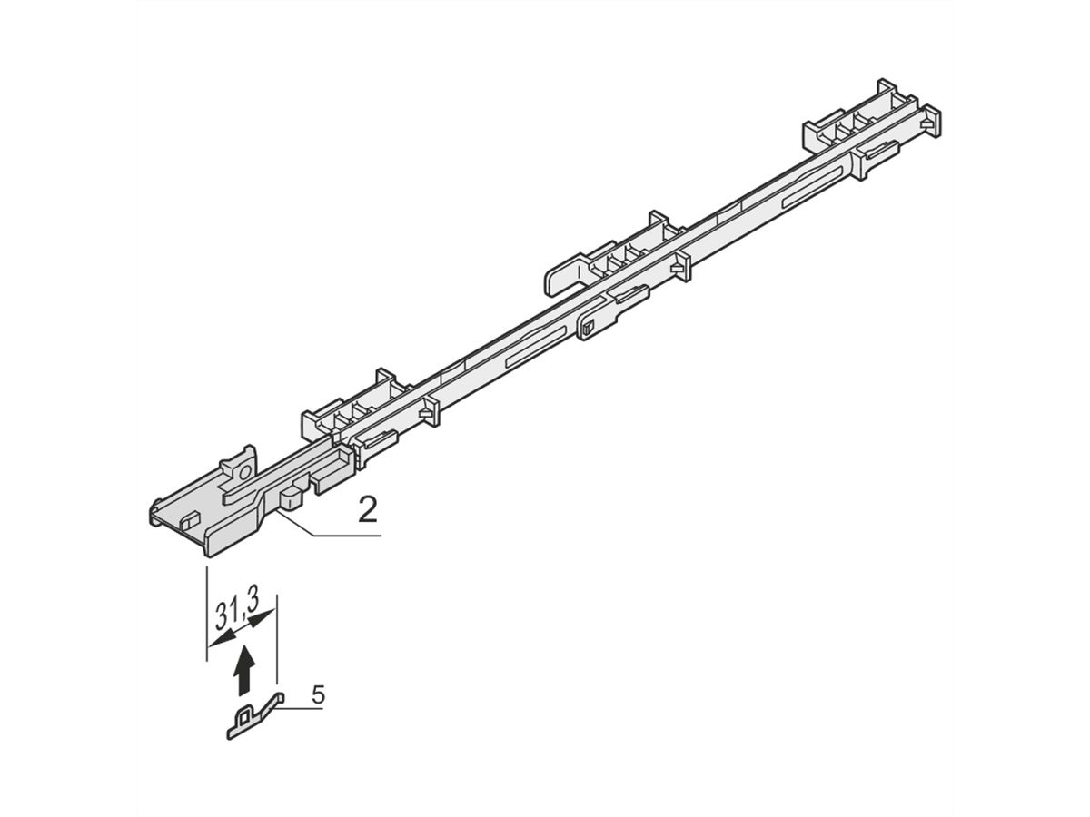 SCHROFF printplaatgeleiders/steunen voor AdvancedMC, gedeelde extrusie (stut) voor deksel A