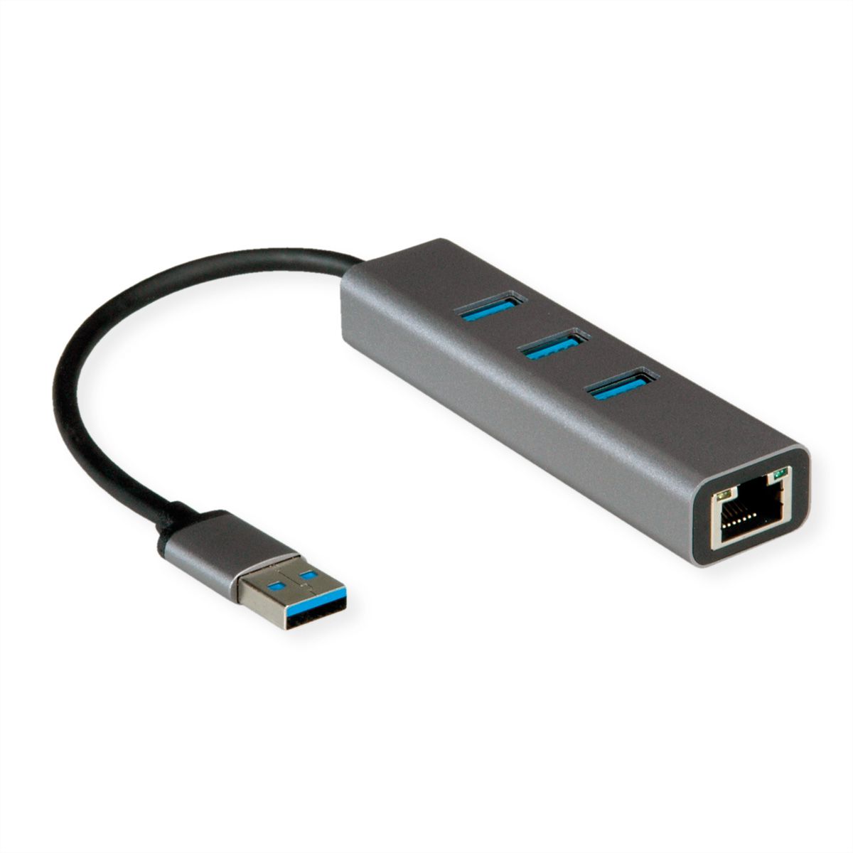 ROLINE USB-A naar Gigabit Ethernet Converter + Hub