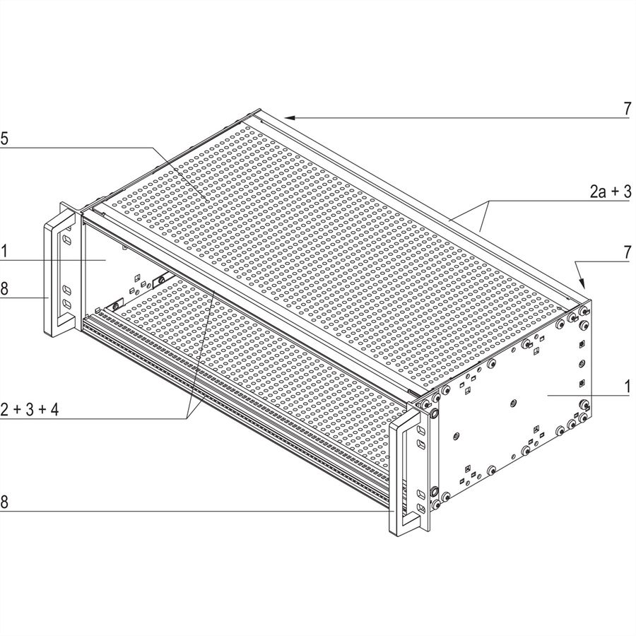 SCHROFF EuropacPRO 19" moduledrager voor rail, afgeschermd, EN 50155, 3 HE, 84 PK, 235 mm