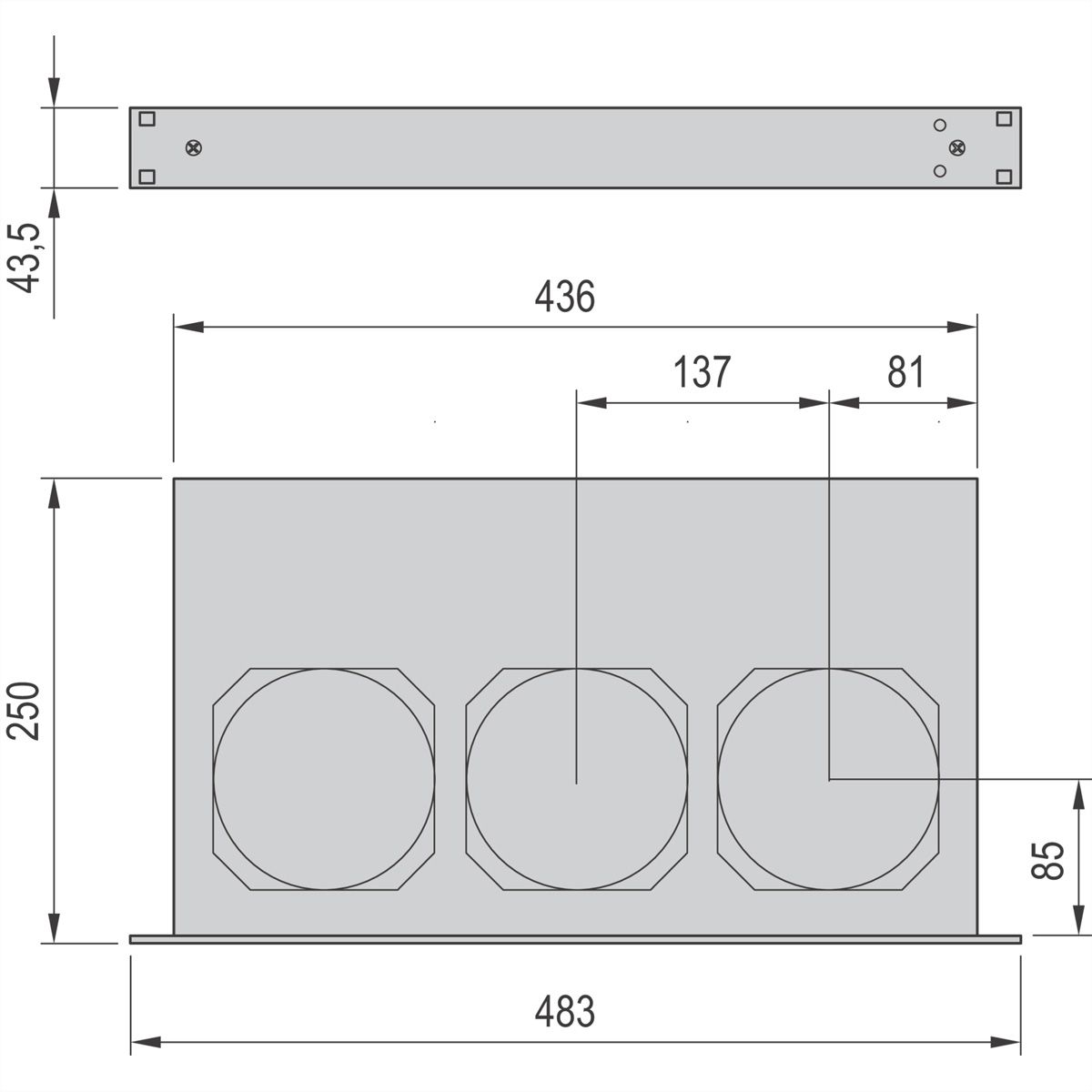 SCHROFF 19" ventilatoreenheid, 1 HE, toerentalregeling en bewaking, 3 ventilatoren, 230 VAC