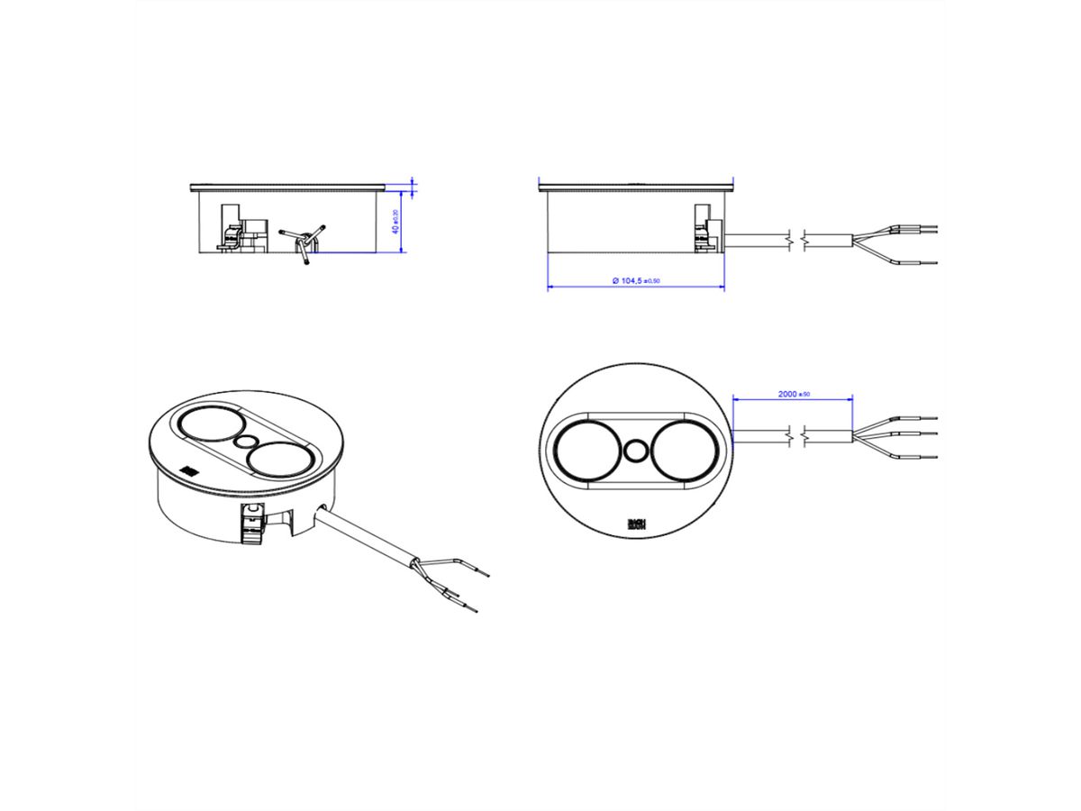 BACHMANN TWIST2 2xUTE 2.0m AEH RAL9005 30GE round