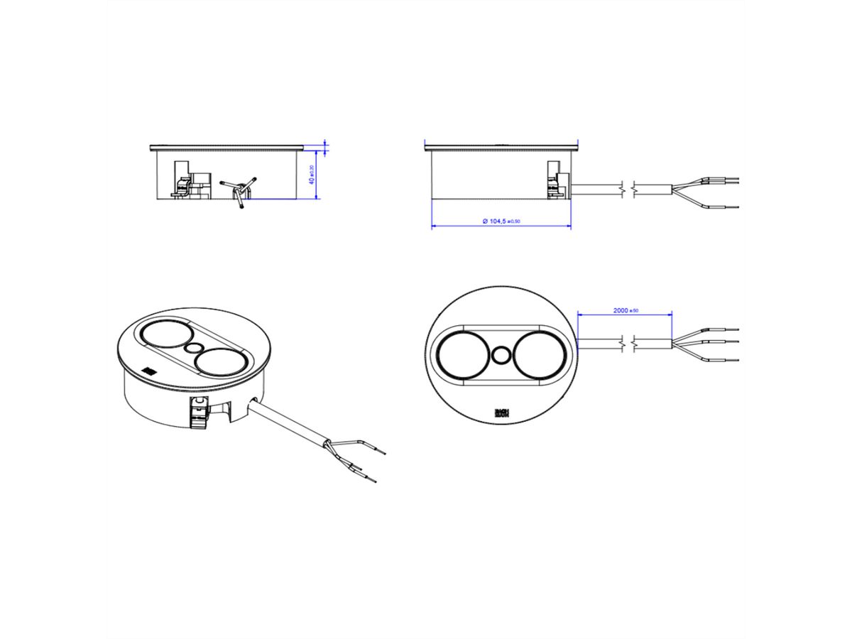 BACHMANN TWIST2 2xUTE 2,0m AEH RAL9005 30GE rond