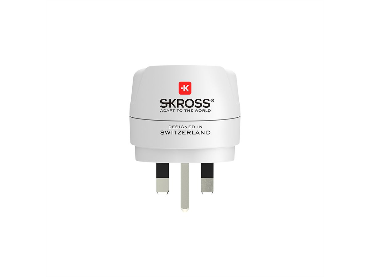 Skross Europe to UK Travel Adapter, for 2- and 3-pole devices