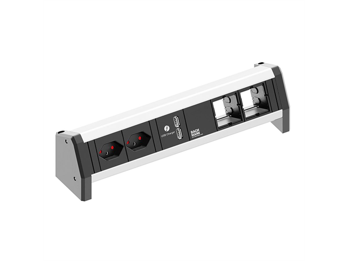 BACHMANN DESK 2xCH 90° USB Oplader, 2xCM GST18 Zwitserland